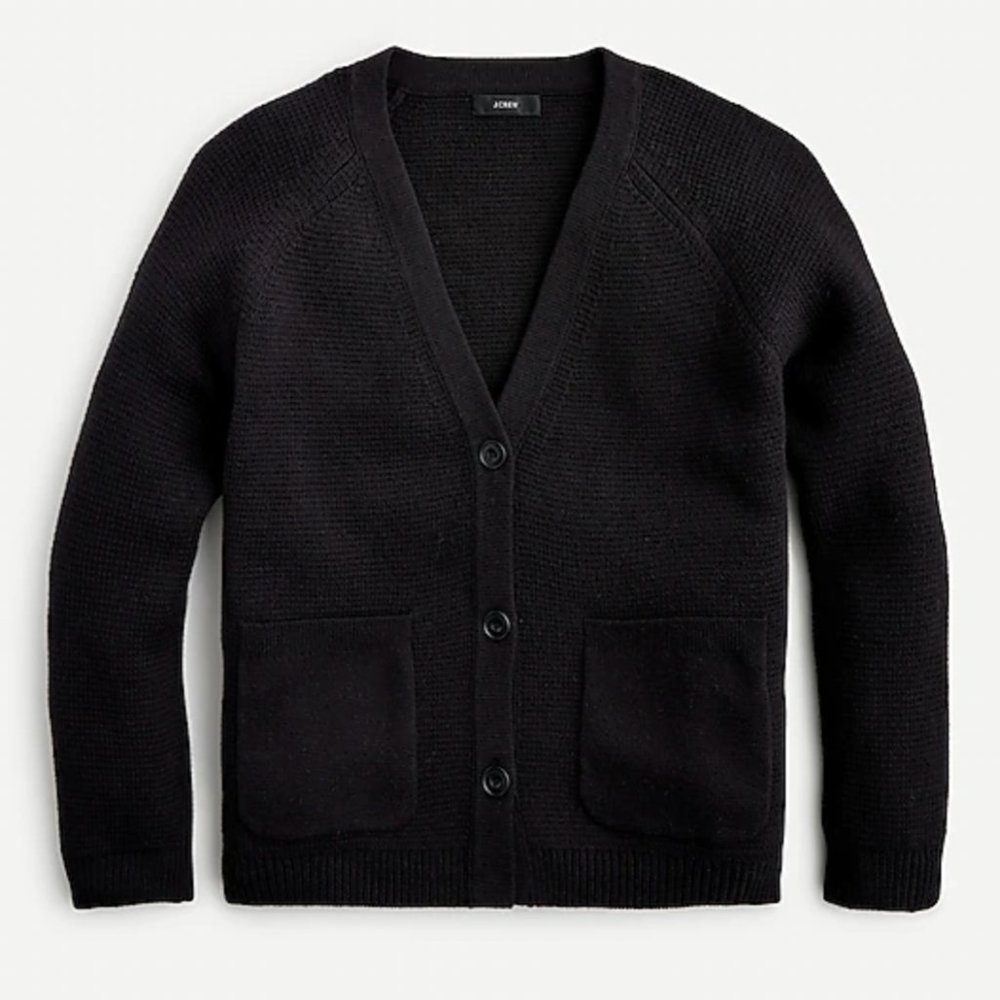 Black V-Neck Knit Cardigan Sweater by J. Crew